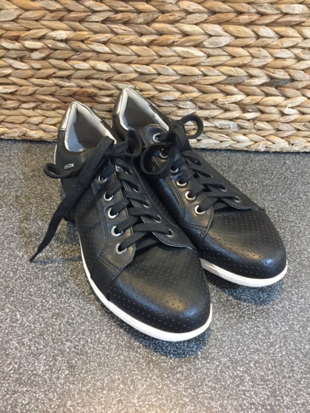 Geox Black Sneakers with White Soles